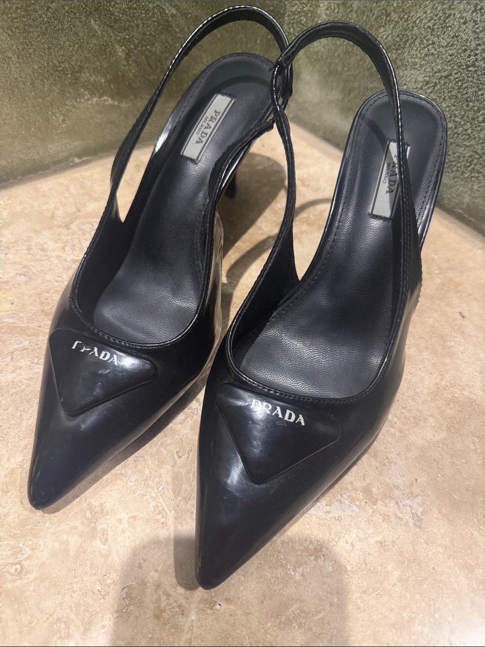 Black Pointed Slingback Pumps size 8